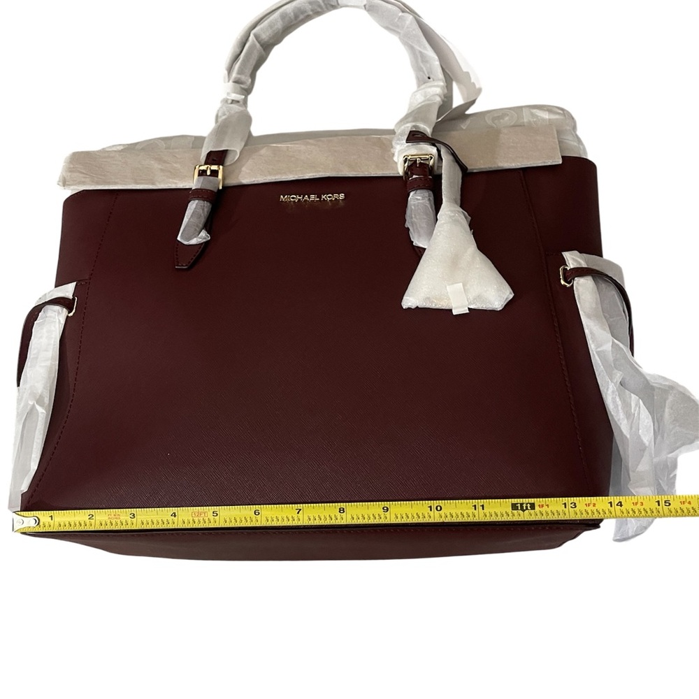 Michael Kors Gilly Tote Bag Burgundy w/ Purse Charm - Picture 8 of 10